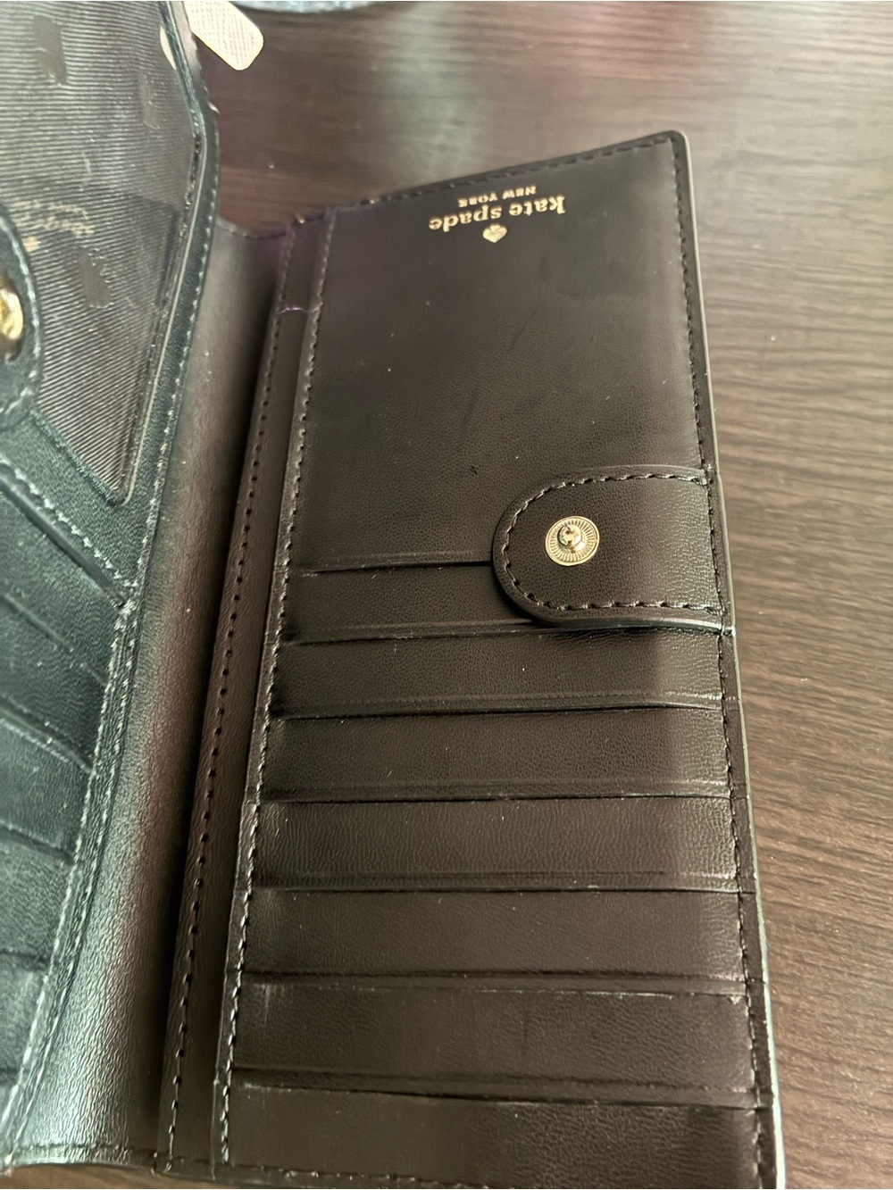 kate spade Black and Cream Two-Tone Wallet with Gold Logo - Picture 3 of 3